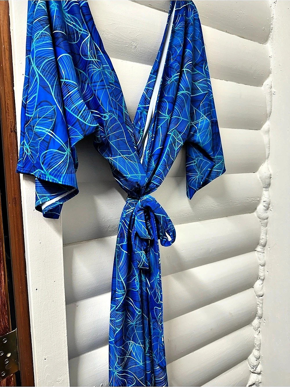 Blue Abstract Swim Cover-Up jumpsuit